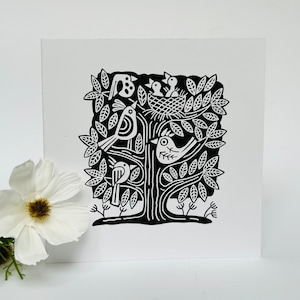 The Flock 2' - Carte de voeux originale en linogravure