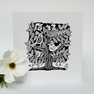 The Flock 2’ - Original Linocut Design Greetings Card