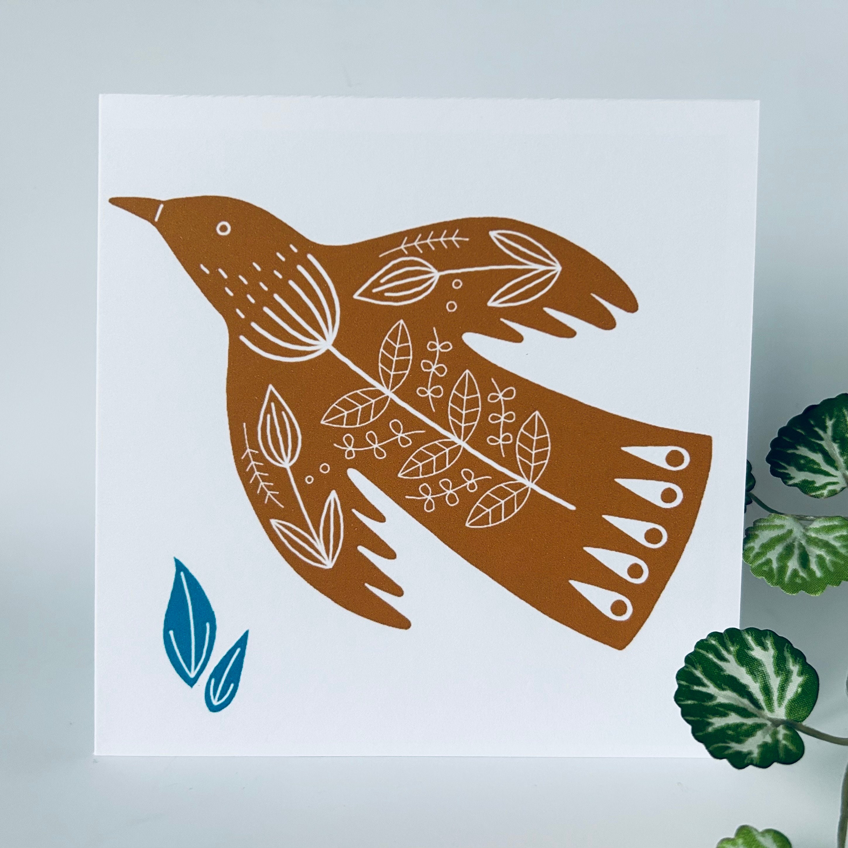 Folk Bird - Set of 4 Original Design Greetings Cards - Etsy