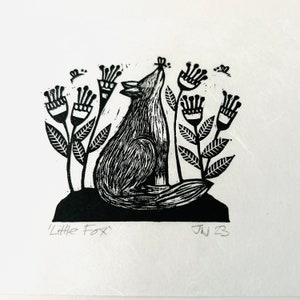 Little Fox - Hand Printed Unmounted, Signed Linocut Print