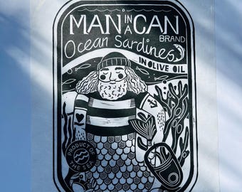 Sardines - Hand Printed Original Linocut Print