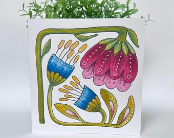 Flowers - Illustration Greetings Card