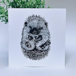 Petit hérisson - Carte de voeux originale en linogravure