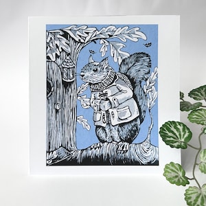 Old Friend - Carte de voeux originale en linogravure