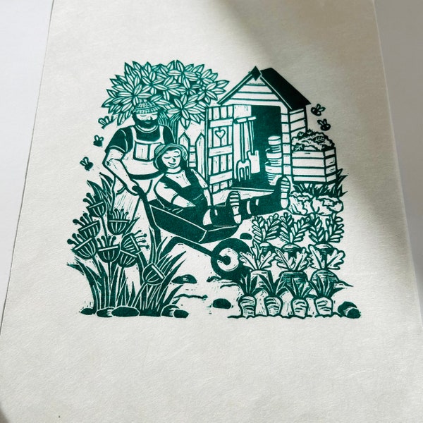 The Potting Shed - Hand Printed Unmounted, Signed Linocut Print