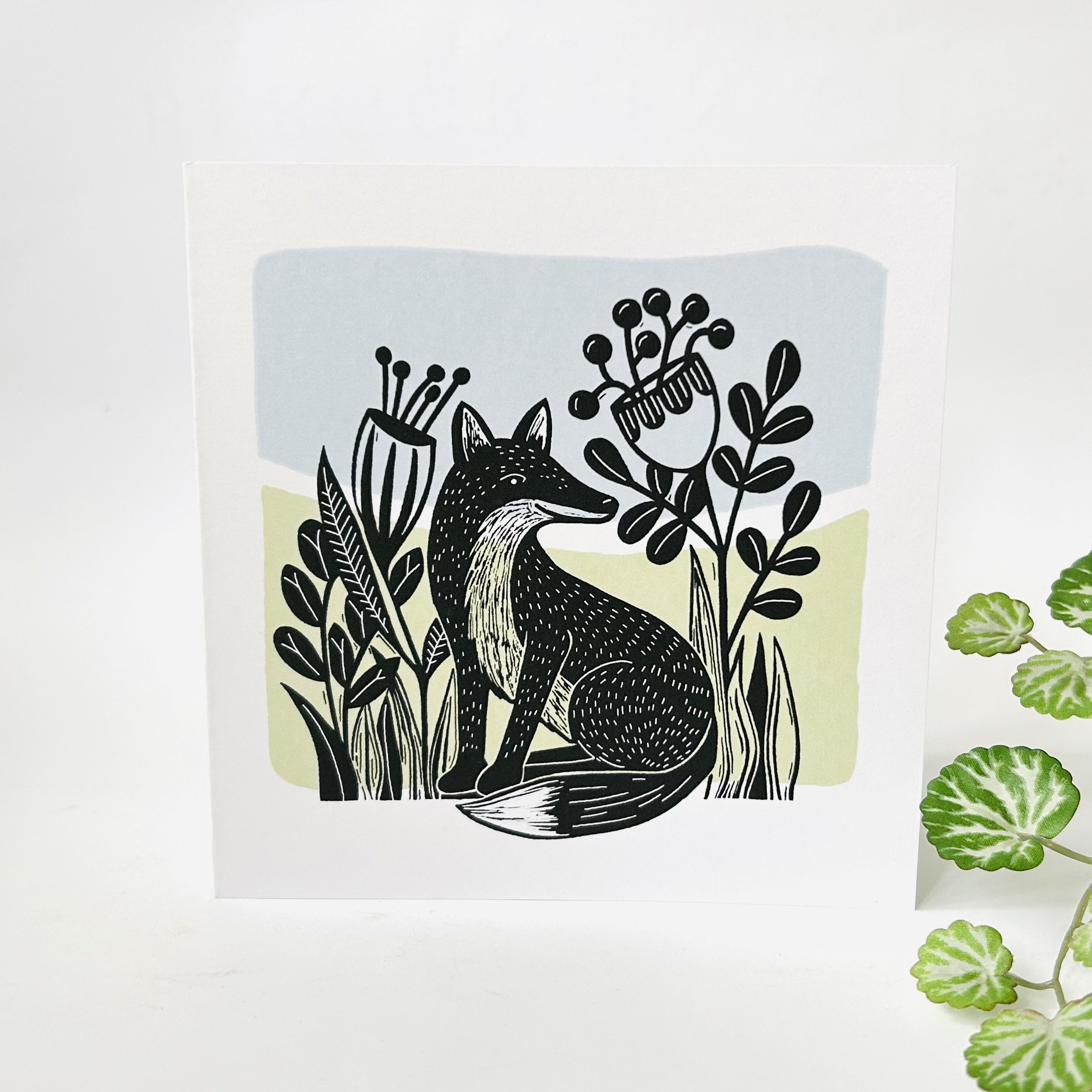 Summer Fox - Original Linocut Design Greetings Card