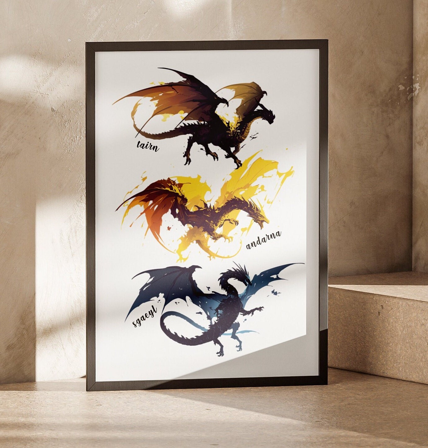 Empyrean Dragons Print Fourth Wing Art Iron Flame Art Poster Sgaeyl ...