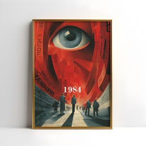 1984 George Orwell Digital Print | Big Brother is Watching Inspired Art Print | Dystopian Literature Wall Decor |