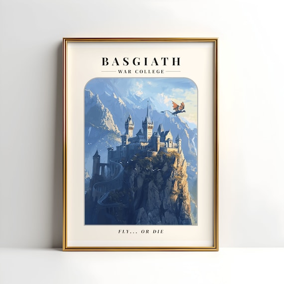Basgiath War College Digital Art Poster | Fly or Die Quote Fourth Wing Art | Iron Flame Art | 4th Wing Art | Empyrean Dragons