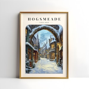 Poster del villaggio dei maghi / Stampe artistiche di stregoneria e magia / Poster di viaggio di Hogsmeade / Arte murale di Potter