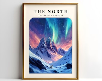 The North The Golden Compass Digital Poster | His Dark Materials Poster | Northern Lights Art Prin