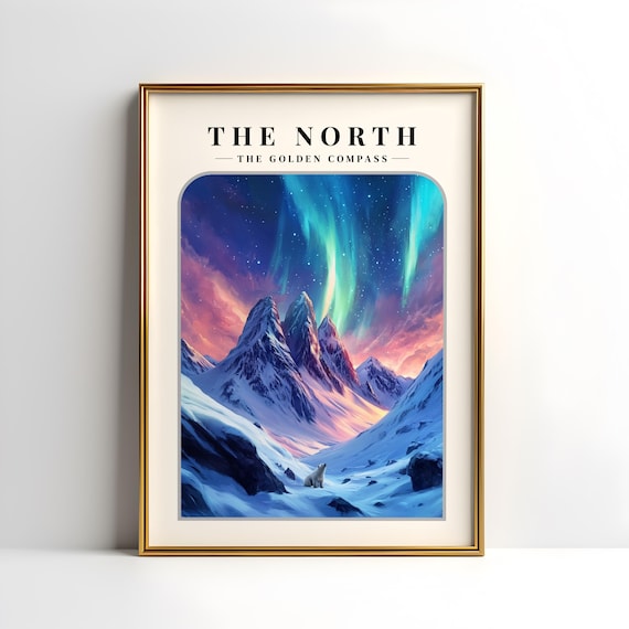 The North The Golden Compass Digital Poster | His Dark Materials Poster | Northern Lights Art Prin
