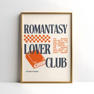 Romantasy Lovers Club Bookish Print | Fantasy Romance Book Lover Gift | Printable Wall Art | Booktok | Aesthetic Poster for Library