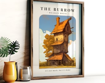 The Burrow Digital Print | Weasley House Poster Art Print | The Burrow Poster