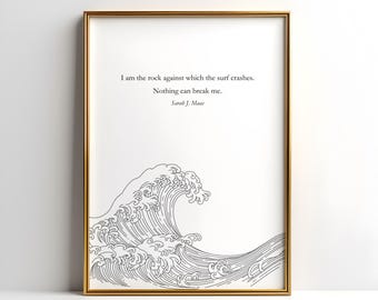 ACOTAR Valkyrie Digital Art Poster |  I am the rock against which the surf crashes | A Court of Silver Flames Poster | Bookish Quotes |