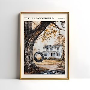 Póster de Matar a un ruiseñor / Impresión de arte literario / Arte mural de Harper Lee / Descarga digital de novela clásica / Regalo para amantes de los libros