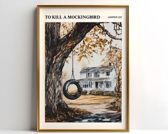 Plakat „Zabić drozda” | Wydruk sztuki literackiej | Sztuka ścienna Harper Lee | Klasyczna powieść do pobrania w wersji cyfrowej | Prezent dla miłośnika książek