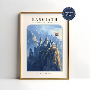 Póster de la Escuela de Guerra de Basgiath / Arte de la Cuarta Ala de Vuela o Muere / Impresión de la Llama de Hierro / Impresión de la Cuarta Ala / Vuela o Muere / Dragones Empíreos