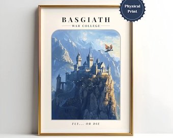 Póster de la Escuela de Guerra de Basgiath / Arte de la Cuarta Ala de Vuela o Muere / Impresión de la Llama de Hierro / Impresión de la Cuarta Ala / Vuela o Muere / Dragones Empíreos