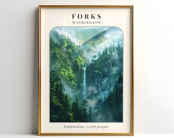 Twilight Forks Digital Poster | Twilight Wall Art | Twilight Poster | Forks Washington