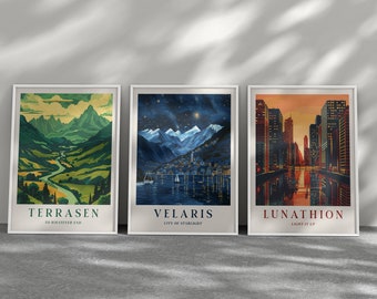 Velaris Lunathion Terrasen Print Poster | Crescent City | Throne of Glass | ACOTAR Poster | Velaris Poster | A Court of Thorns and Roses