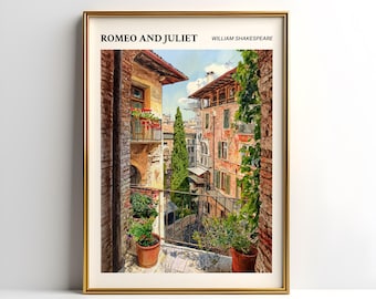 Romeo and Juliet Digital Wall Art | Literary Art Print | William Shakespeare Wall Art | Classic Novel | Book Lover Gift