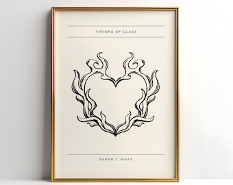 Throne of Glass Fireheart Digital Poster | TOG Print | Throne of Glass Print |  Aesthetic Bookish Wall Art | TOG Gift Idea