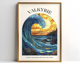 ACOTAR Valkyrie Digital Art Poster |  I am the rock against which the surf crashes | A Court of Silver Flames Poster | Bookish Quotes |