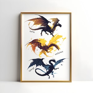 Empyrean Dragons Digital Art Print | Fourth Wing Art | Iron Flame Art | Sgaeyl Tairn Andarna Art | Wall Art Iron Flame Fourth Wing