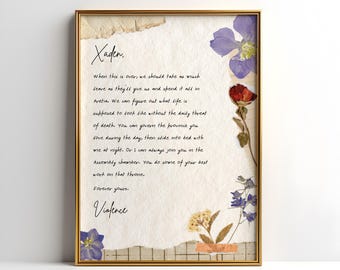 Violet's Letter to Xaden Digital Art Poster | Fourth Wing Aesthetic Wall Decor | Onyx Storm Poster | Xaden and Violet | Basgiath War college