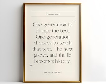 Fourth Wing Rewriting History Quote Digital Art Poster | Fourth Wing Basgiath Art | Iron Flame Art | 4th Wing Art | Empyrean Dragons
