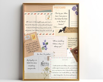 Fourth Wing Xaden Postcard Collage Digital Art Poster | Fourth Wing Aesthetic Wall Decor | Onyx Storm Poster | Xaden and Violet
