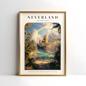 Peter Pan Neverland Digital Print | Peter Pan Poster | Neverland Travel Poster |  J.M. Barrie | Lost Boys
