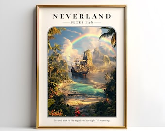 Peter Pan Neverland Digital Print | Peter Pan Poster | Neverland Travel Poster |  J.M. Barrie | Lost Boys