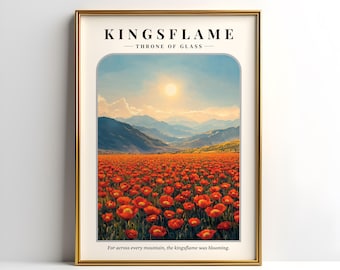 Kingsflame Poster Digital Print | Throne of Glass Print | Terrasen Wall Art | Throne of Glass Wall Art | Maas Universe