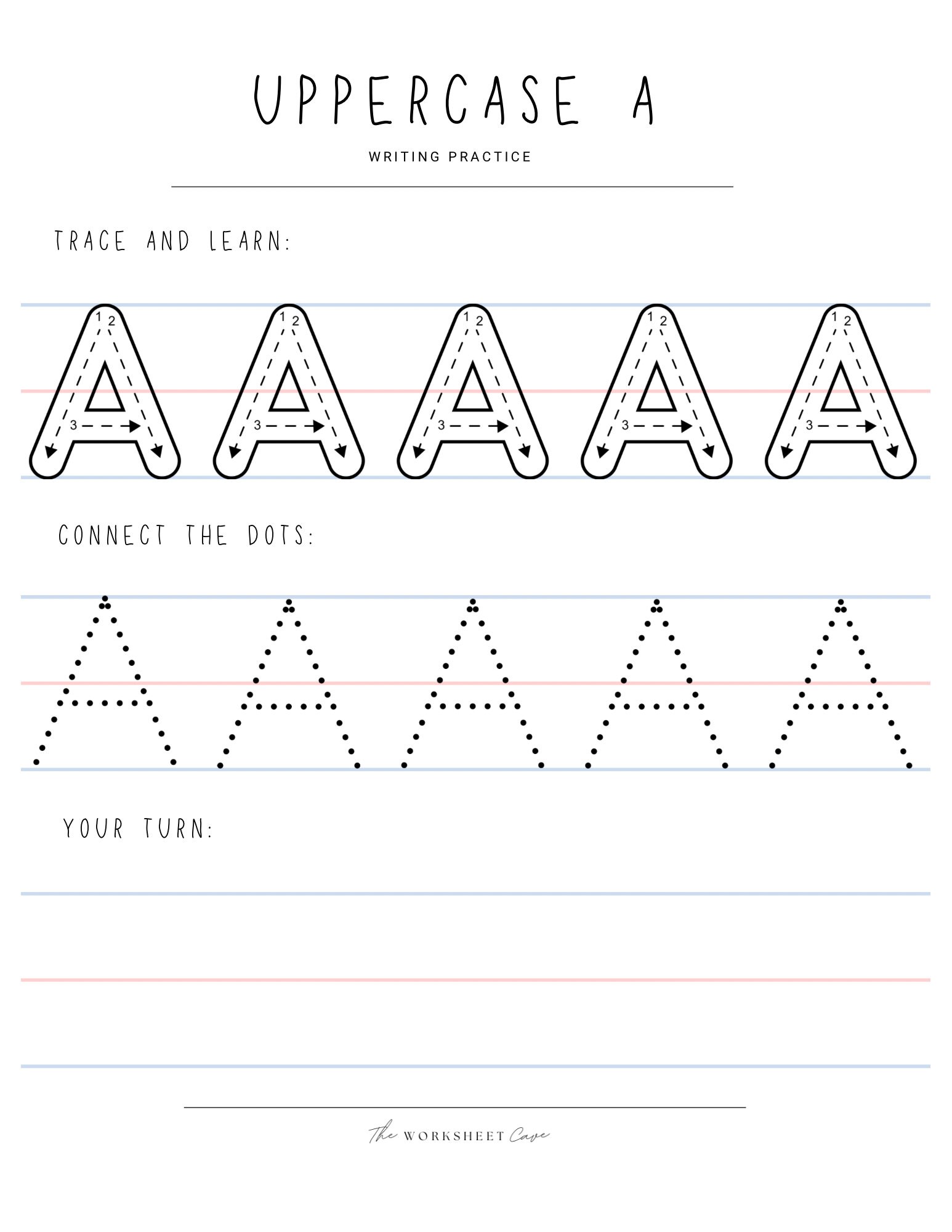 Printable Uppercase Handwriting Practice Worksheet Letter Formation