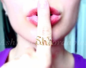Custom Wire &quot;Shh&quot; Ring (MADE TO ORDER)
