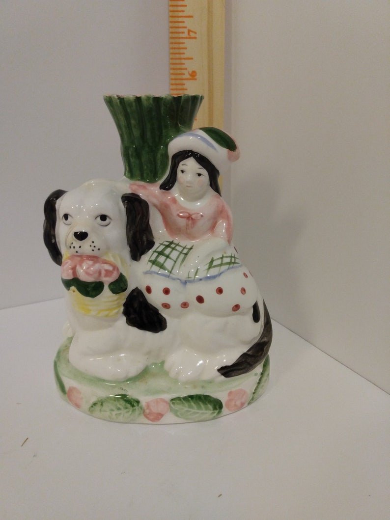 Girl with dog Made in Japan porcelain bud vase