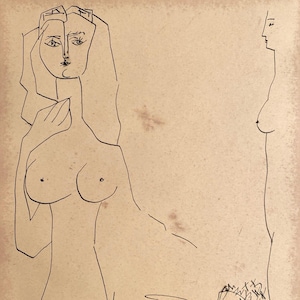 Pablo Picasso, Ink Drawing on Paper, Gongora Suite 1947, Rare Find, Vintage
