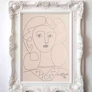 Pablo Picasso, Ink Drawing on Paper, Portrait of Francoise, Rare Find, Vintage