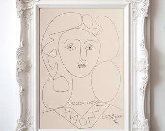 1968年 パブロ・ピカソ サイン入りカラーリトグラフ「驚きの顔