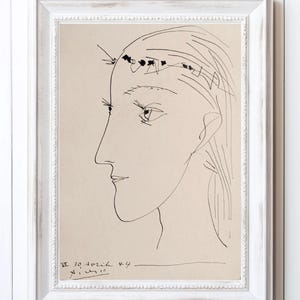 Pablo Picasso, Ink Drawing on Paper, Woman in Profile, Rare Find, Vintage