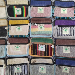 Hemp coin purse, Handmade, Hemp Wallet, Coin Bag, Makeup Bag , Organic Cotton, Eco-Friendly, Zipper Closure Bag | Made in Nepal Active
