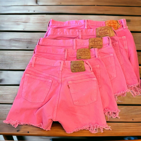 Pink Womens Levis Denim High Waisted Shorts Jeans Hotpants All Sizes Cut Offs - W30 to W41 - UK Sizes 10 to 22