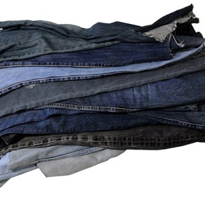 Scrap Denim Fabric Material / Cotton / 1 KG - Upcycling / Craft Projects / Repair Patches - All Colours