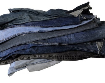 Scrap Denim Fabric Material / Cotton / 1 KG - Upcycling / Craft Projects / Repair Patches - All Colours