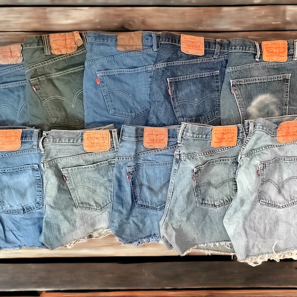 Short taille haute en jean Levis pour femme vintage, short en jean, toutes les tailles - W30 à W41 - tailles UK 10 à 22