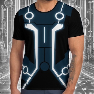 Sam Flynn Tron Legacy Inspired All-Over Print Men's/Unisex Athletic T-Shirt | Theme Park Bounding | Futuristic Halloween Costume Idea