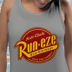 Runner Spoof Run-eze Anti-Chafe Cars Inspired Women&#39;s Ladies Ideal Racerback Tank | Pixar Fan Tank Top | Funny Cars Themed Race Tank Top