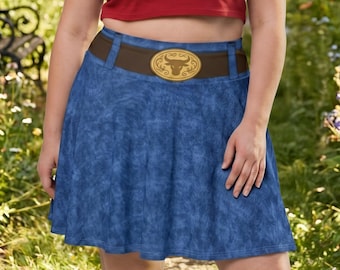 Woody Skater Skirt | Toy Story Inspired Cartoon Cowboy Denim Print Sport Miniskirt